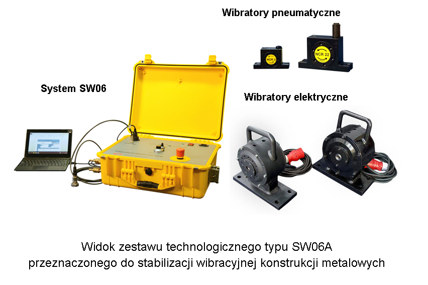 Widok zestawu technologicznego typu SW06A  przeznaczonego do stabilizacji wibracyjnej konstrukcji metalowych