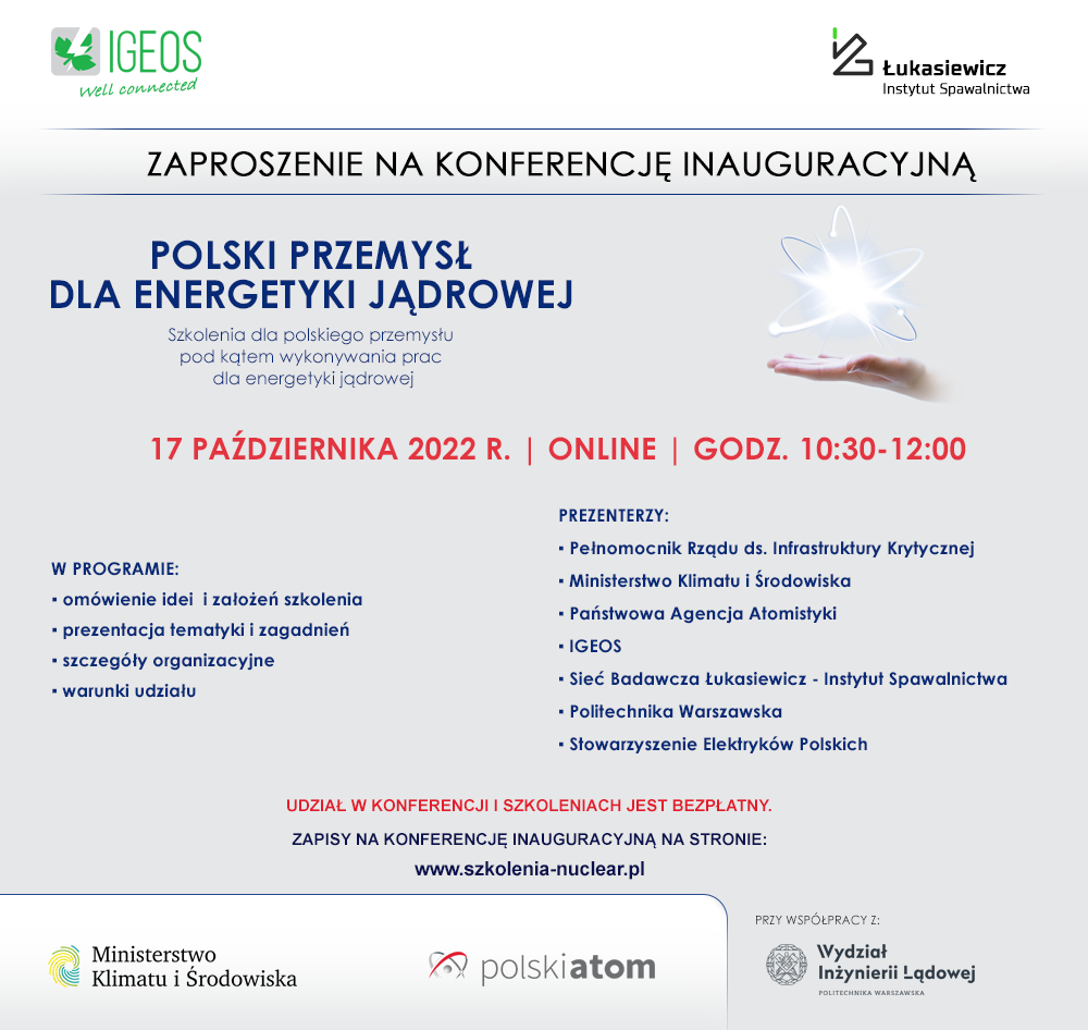 Konferencja inauguracyjna - Polski przemysł dla energetyki jądrowej